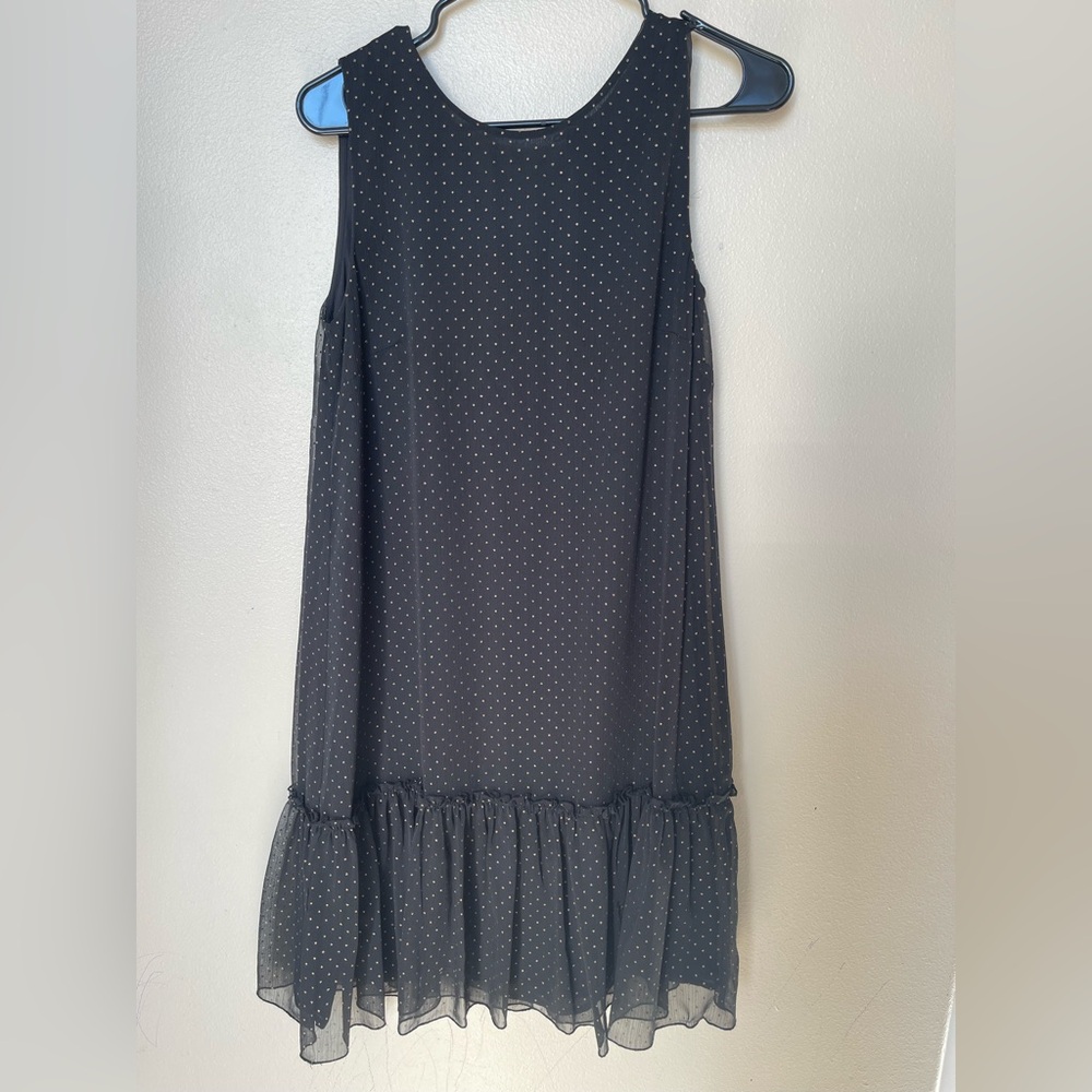 Tommy Hilfiger chiffon Black cocktail formal party Dress with Gold Dots size  4